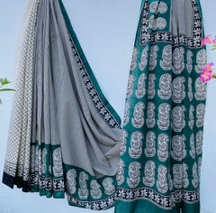 Cotton Bagru Hand Block Printed Saree – Azo Free Dyes