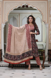 Women's Cotton Suit | Jaipur Bagru Hand Block Print