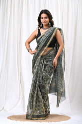 Block printed Kota Doria Saree