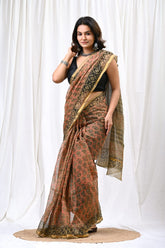 Elegant Kota Doriya Block Print Saree