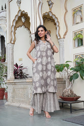 Women's Kurti Palazzo Set | Authentic Bagru Print