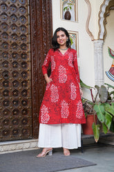 Women's Kurti Palazzo Set | Bagru Hand Block Printed Pure Cotton