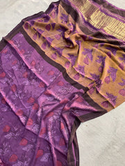 Pure Modal Gajji Silk Saree – Lagdi Patta Designer Hand Block Printed Saree