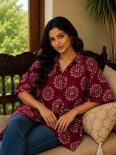 Women's Hand Block Printed Short Kaftan Top | Pure Cotton