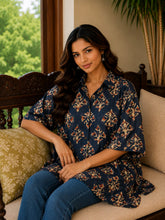 Women's Cotton Shirt Kaftan Top | Hand Block Printed