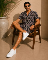 Men's Hand Block Print Cotton Shirt & Shorts Co-Ord Set