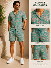 Premium Cotton Shirt & Shorts Co-Ord Set – Hand Block Print
