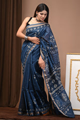 Premium Hand Block pure Maheshwari Silk Saree