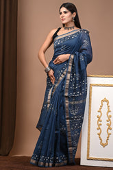 Premium Hand Block pure Maheshwari Silk Saree