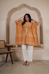 Women's Jaipur Print Pure Cotton Kaftan Co-Ord Set