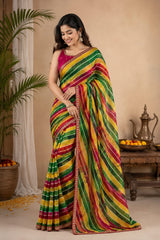 Traditional Lehariya Saree with Elegant Border (Copy)
