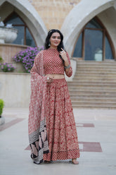 Pure Cotton Bagru Print Designer Lehenga Choli for Women