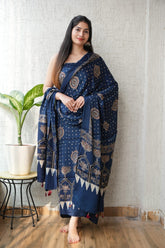 Ajrakh Modal Suit Set | Pure Ajrakh Print Unstitched Set
