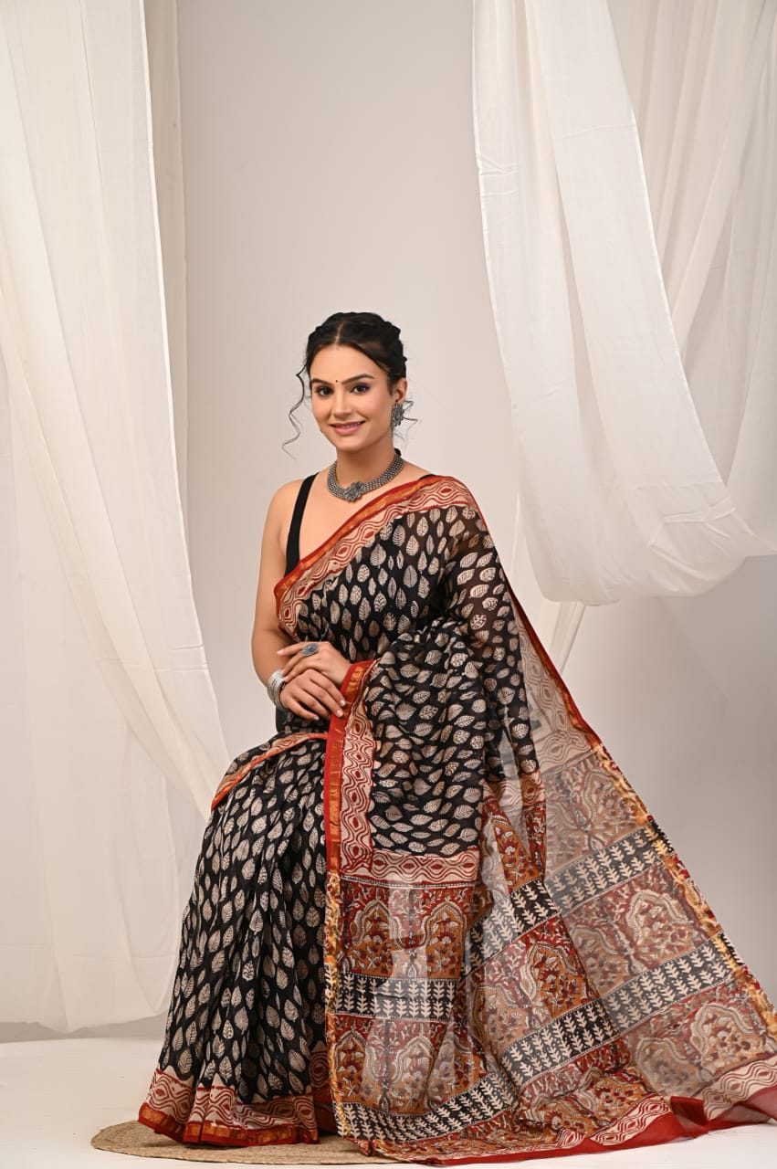 Handcrafted Chanderi Silk Saree – Traditional Design with Fine Detailing