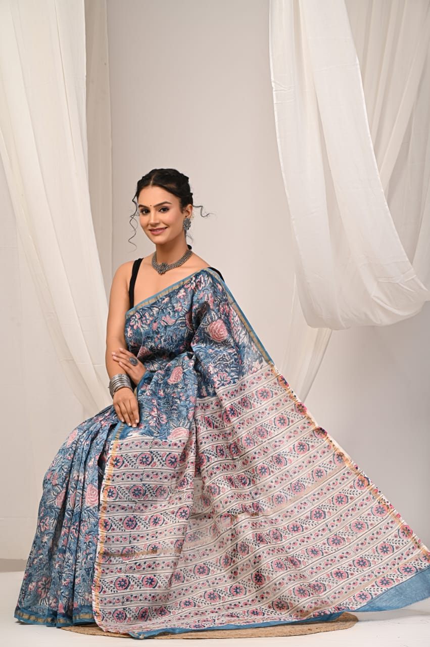 Handcrafted Chanderi Silk Saree – Traditional Design with Fine Detailing