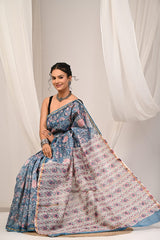 Handcrafted Chanderi Silk Saree – Traditional Design with Fine Detailing
