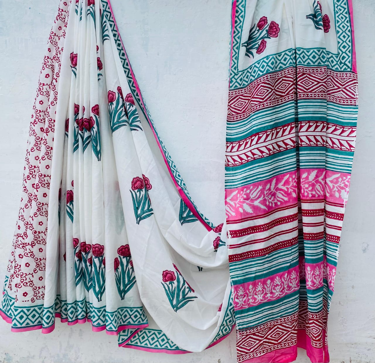 Cotton Bagru Hand Block Printed Saree – Azo Free Dyes