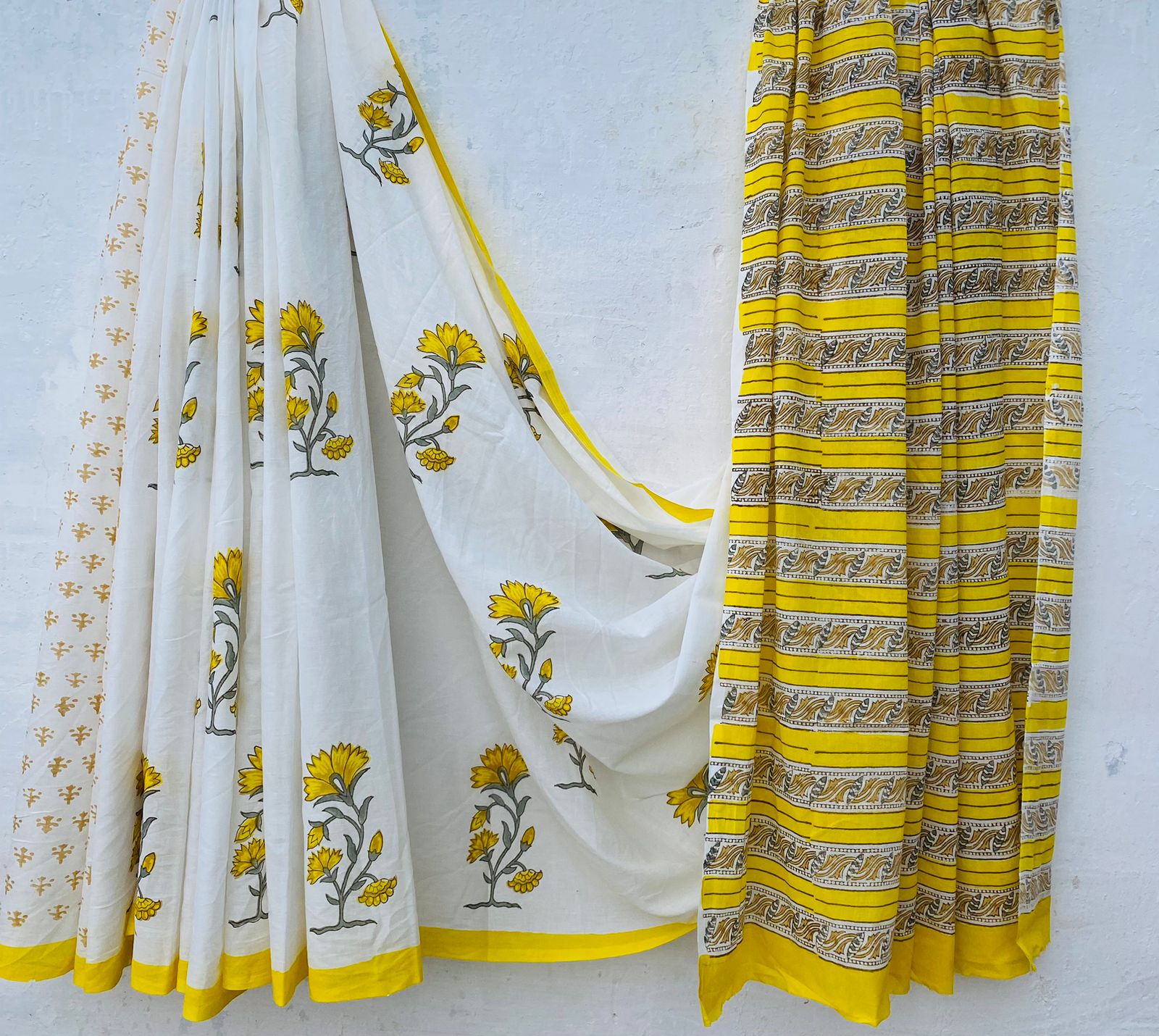 Cotton Bagru Hand Block Printed Saree – Azo Free Dyes
