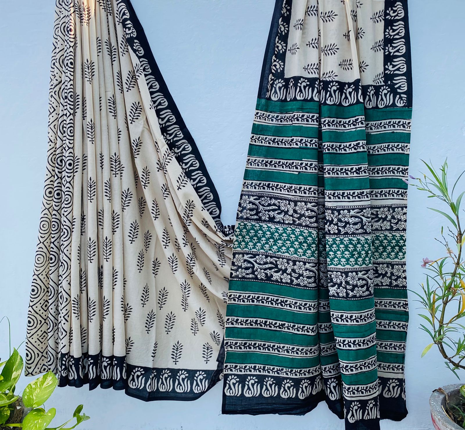 Cotton Bagru Hand Block Printed Saree – Azo Free Dyes