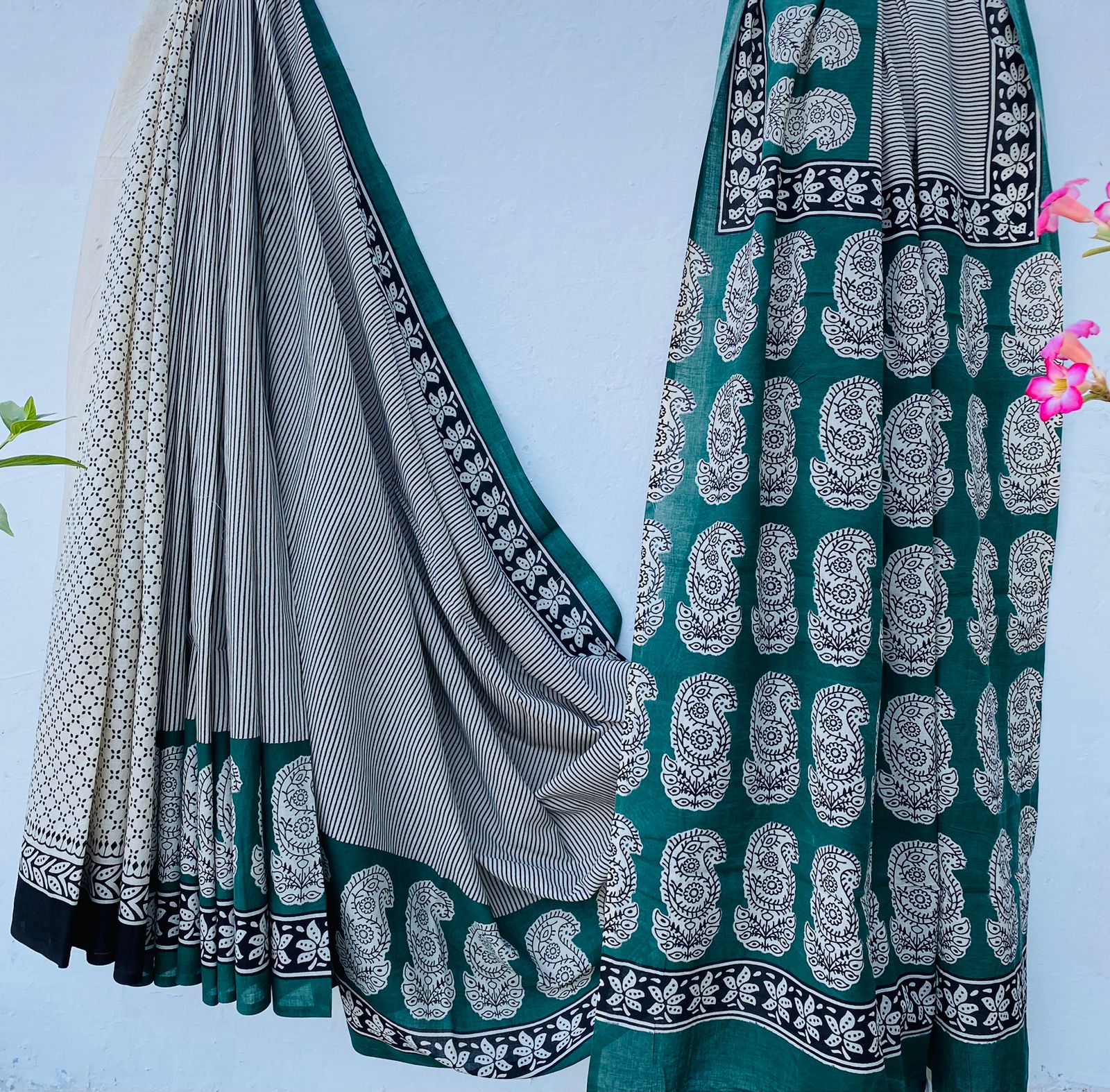 Cotton Bagru Hand Block Printed Saree – Azo Free Dyes