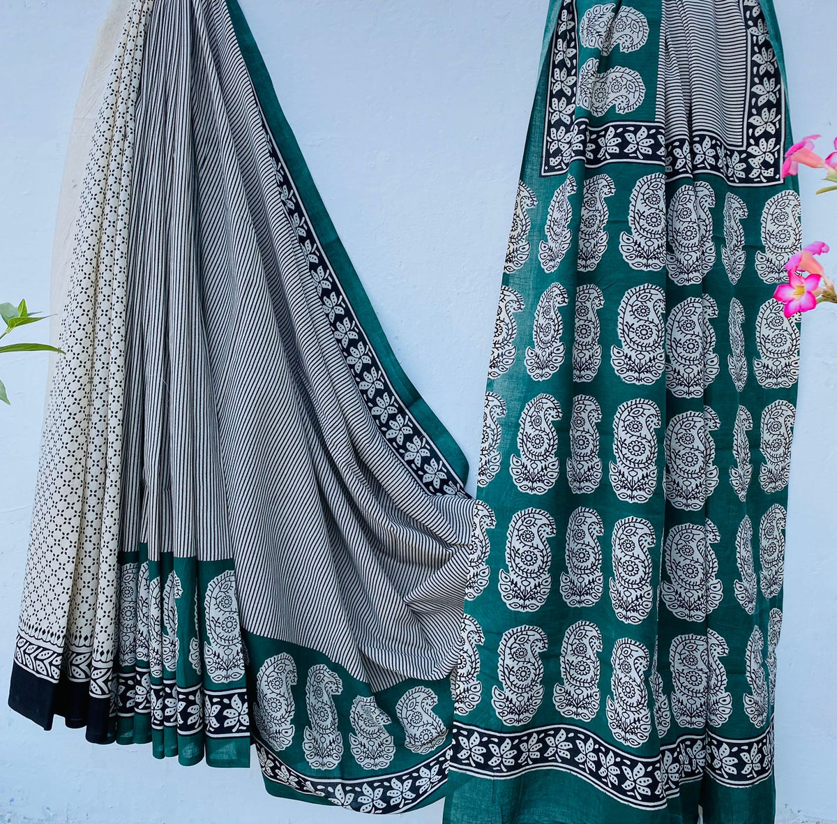 Cotton Bagru Hand Block Printed Saree – Azo Free Dyes