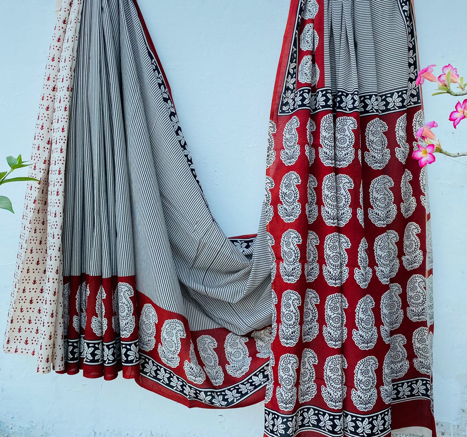 Cotton Bagru Hand Block Printed Saree – Azo Free Dyes