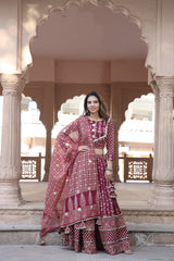 Traditional Bagru Hand Block Printed Designer Maroon Lehenga/Skirt Set – With Dupatta & Blouse