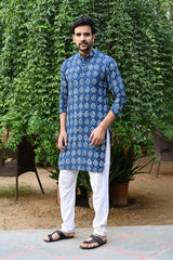 Traditional Bagru Hand Block Printed Men's Long Kurta | Pure Cotton