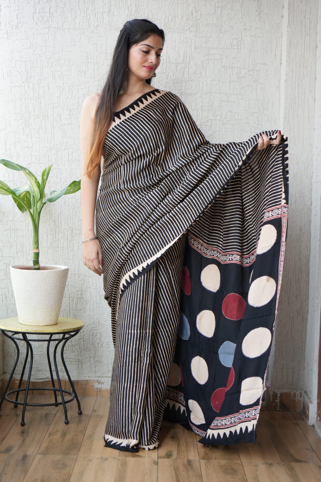Exclusive Ajrakh Vanaspati Modal Silk Saree