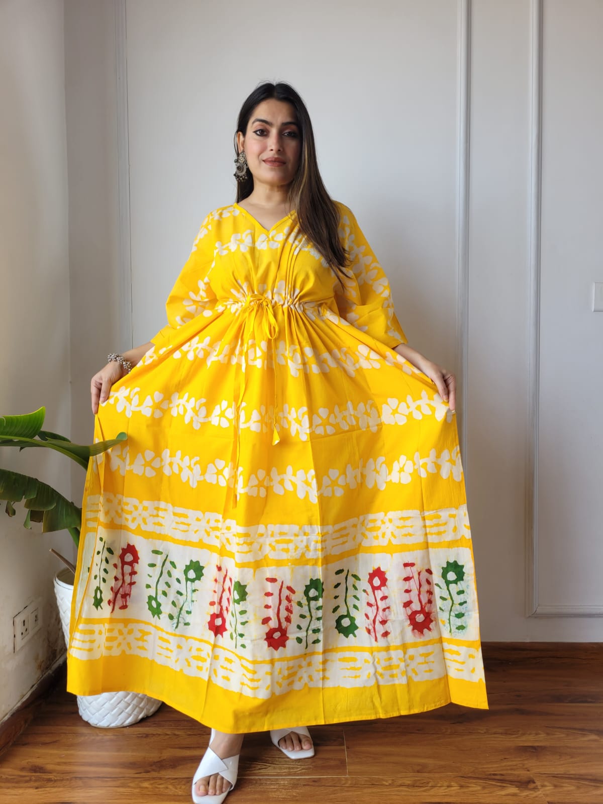 Women's Long Kaftan | Hand Block Printed Pure Cotton