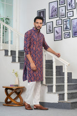 Men's Kurta | Traditional Bagru Hand Block Printed Pure Cotton Long Kurta