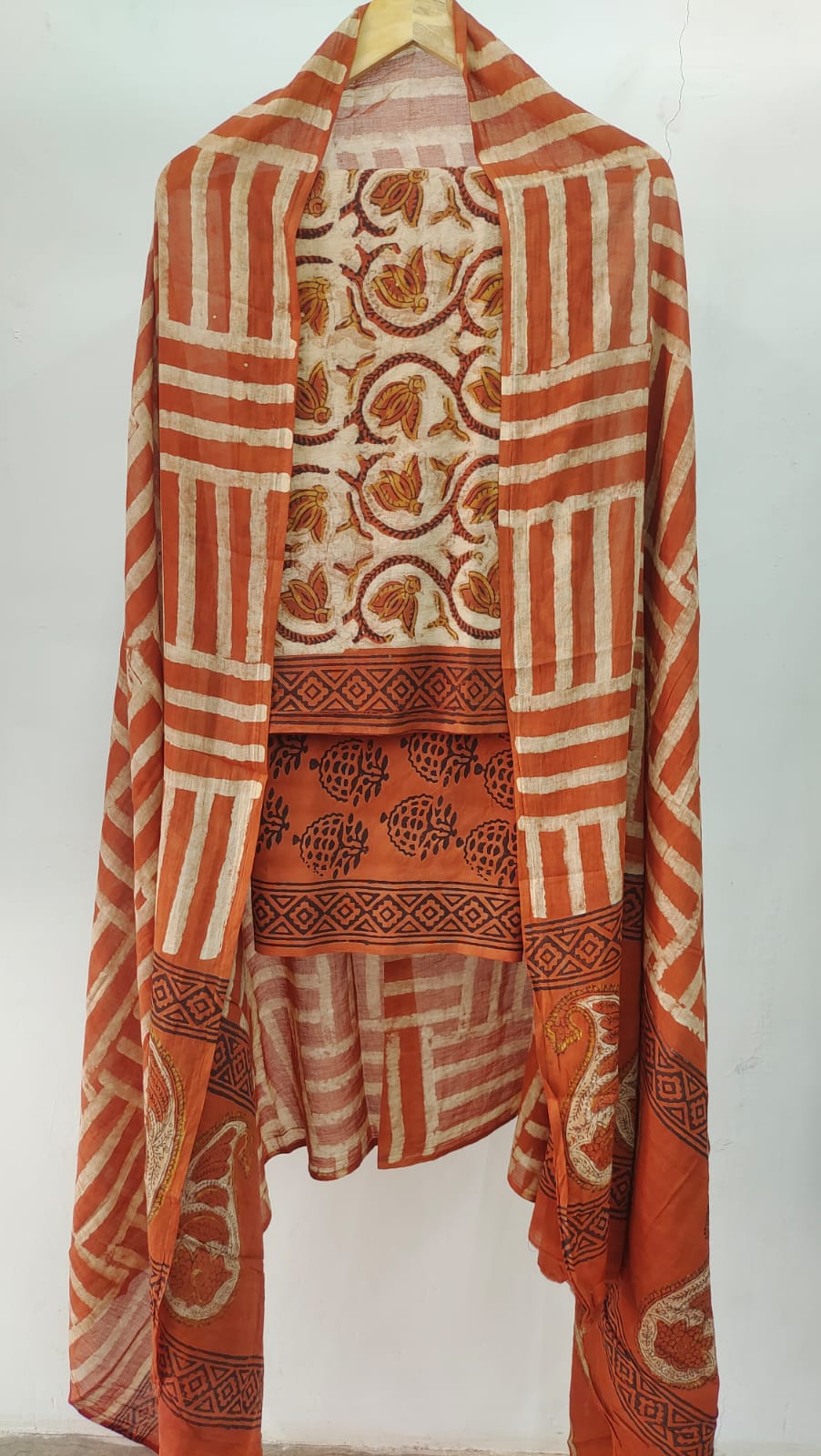 Elegant Ajrakh Printed Cotton Dress Material