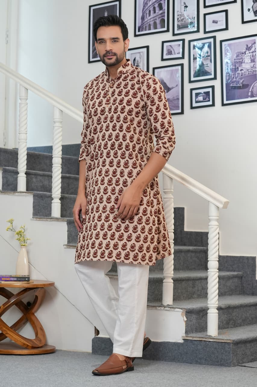 Men's Kurta | Full Sleeve Pure Cotton Ethnic Wear