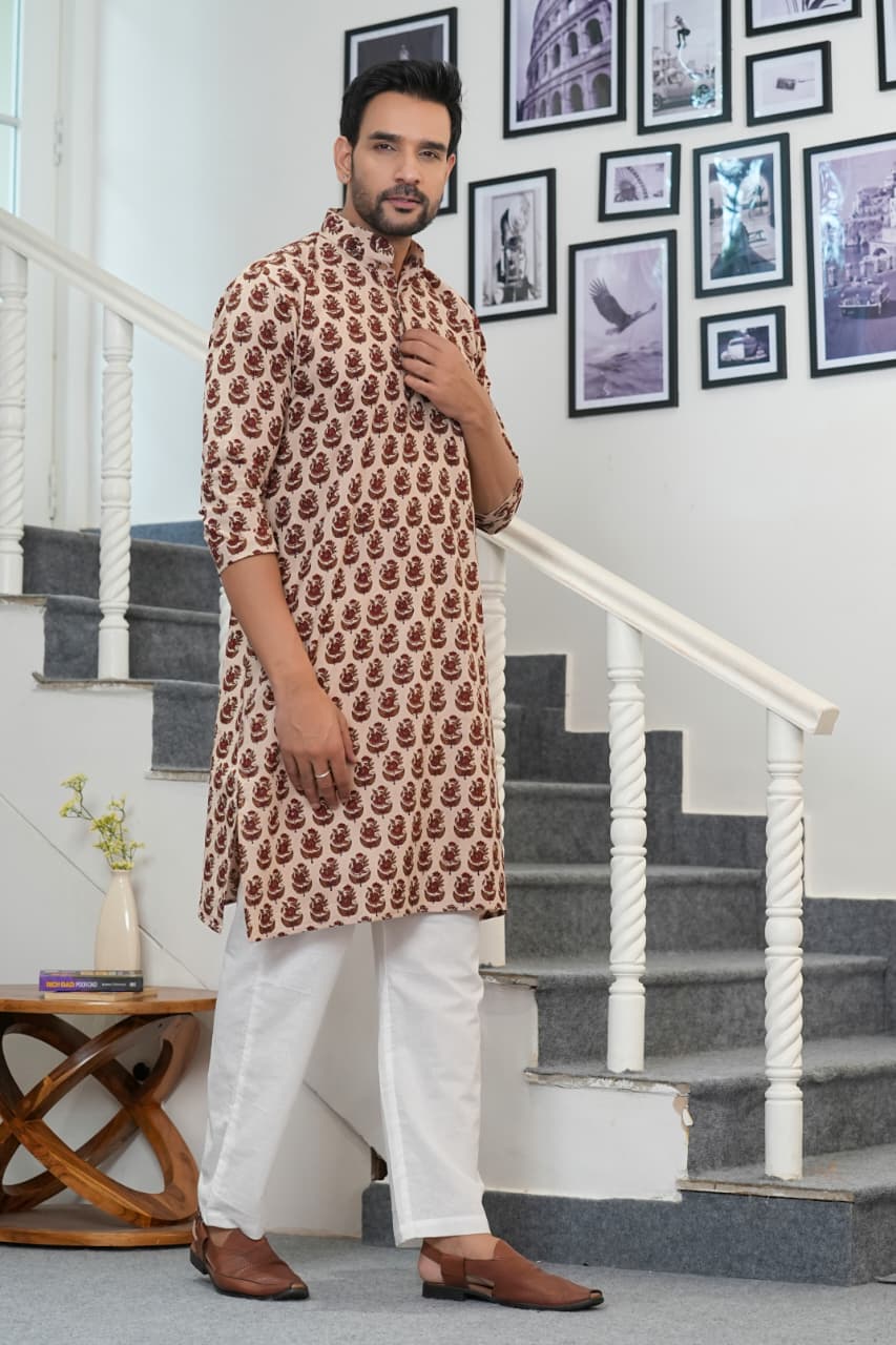Men's Kurta | Full Sleeve Pure Cotton Ethnic Wear