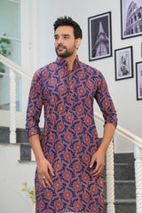 Men's Kurta | Traditional Bagru Hand Block Printed Pure Cotton Long Kurta