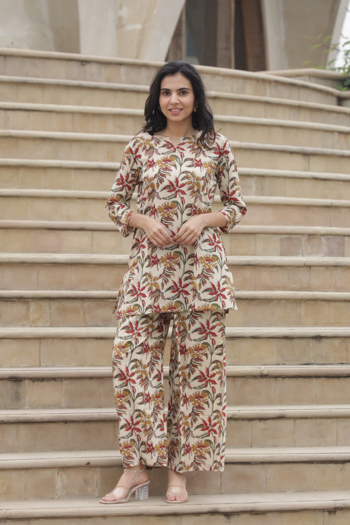 Pure Cotton Bagru Print Kurti Plazo Co-Ord Set