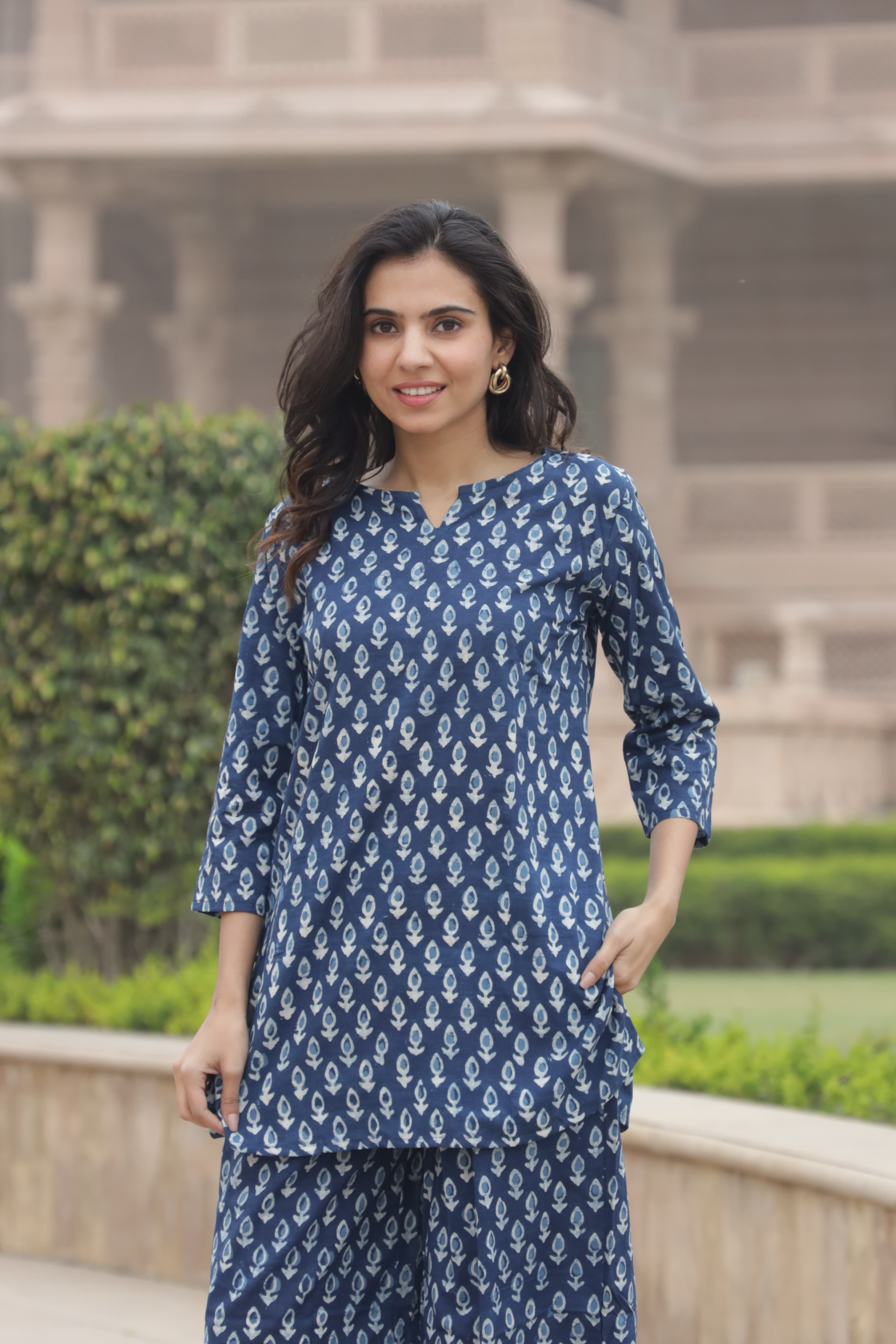 Classic Bagru Print Cotton Kurti Plazo Set Dress