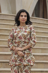 Pure Cotton Bagru Print Kurti Plazo Co-Ord Set