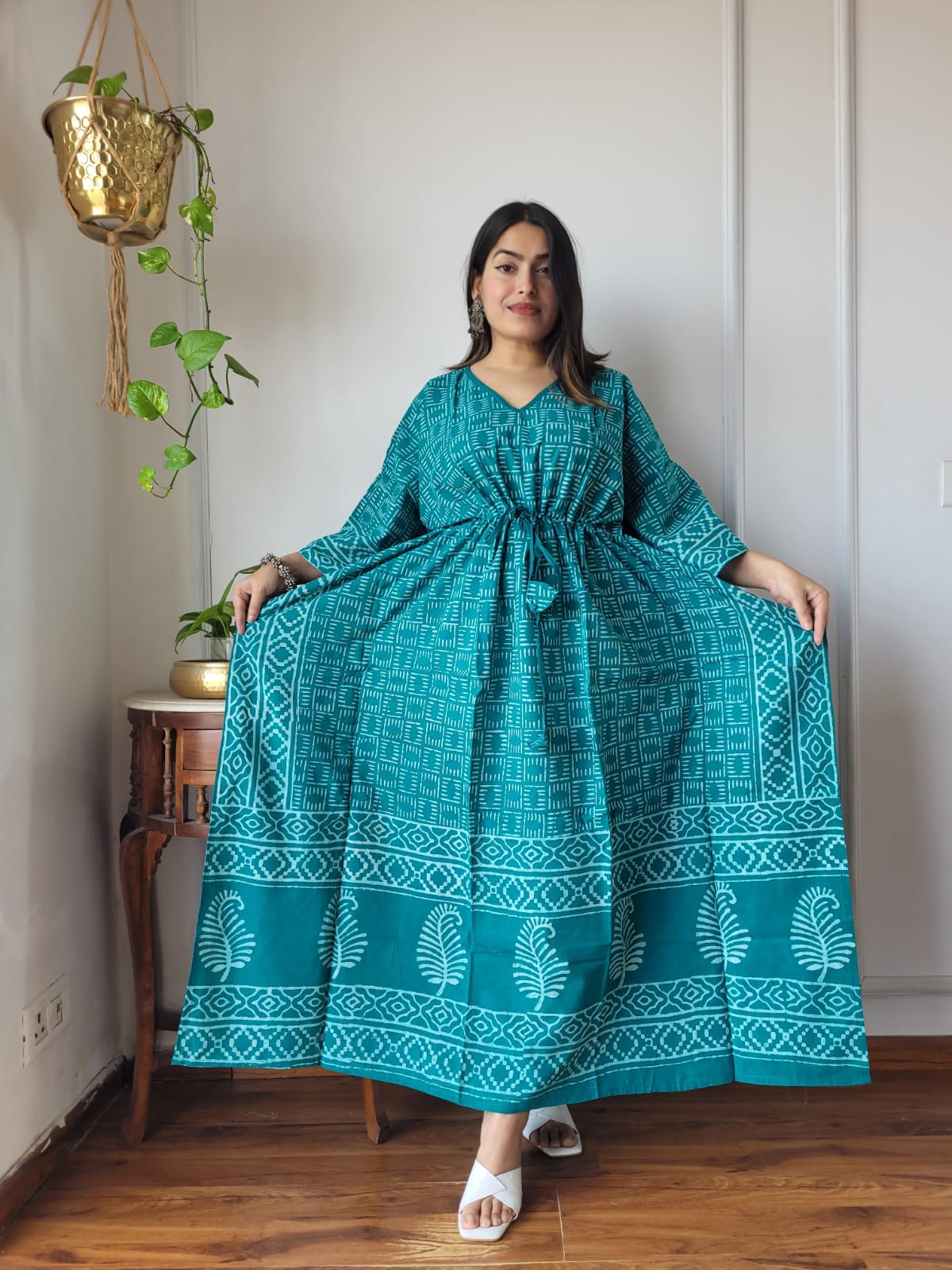 Women's Long Kaftan | Premium Hand Block Printed Collection