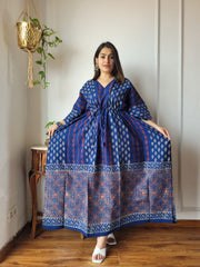Women's Long Kaftan | Artisan Hand Block Printed Collection