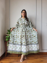 Women's Long Kaftan | Relaxed Fit Hand Block Printed