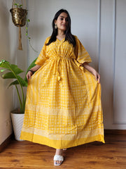 Women's Long Kaftan | Artisan Hand Block Printed Collection