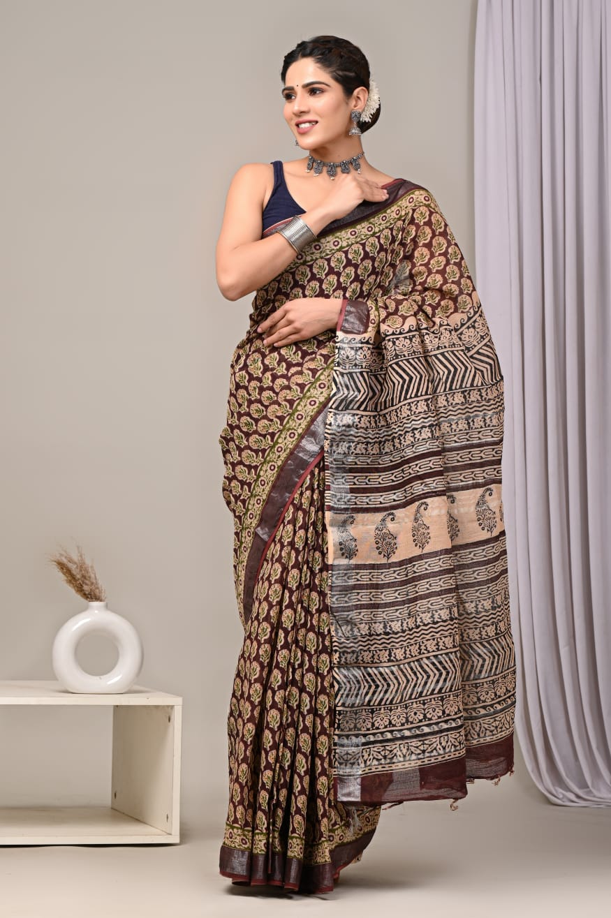 Linen Saree | Soft & Lightweight Natural Fabric