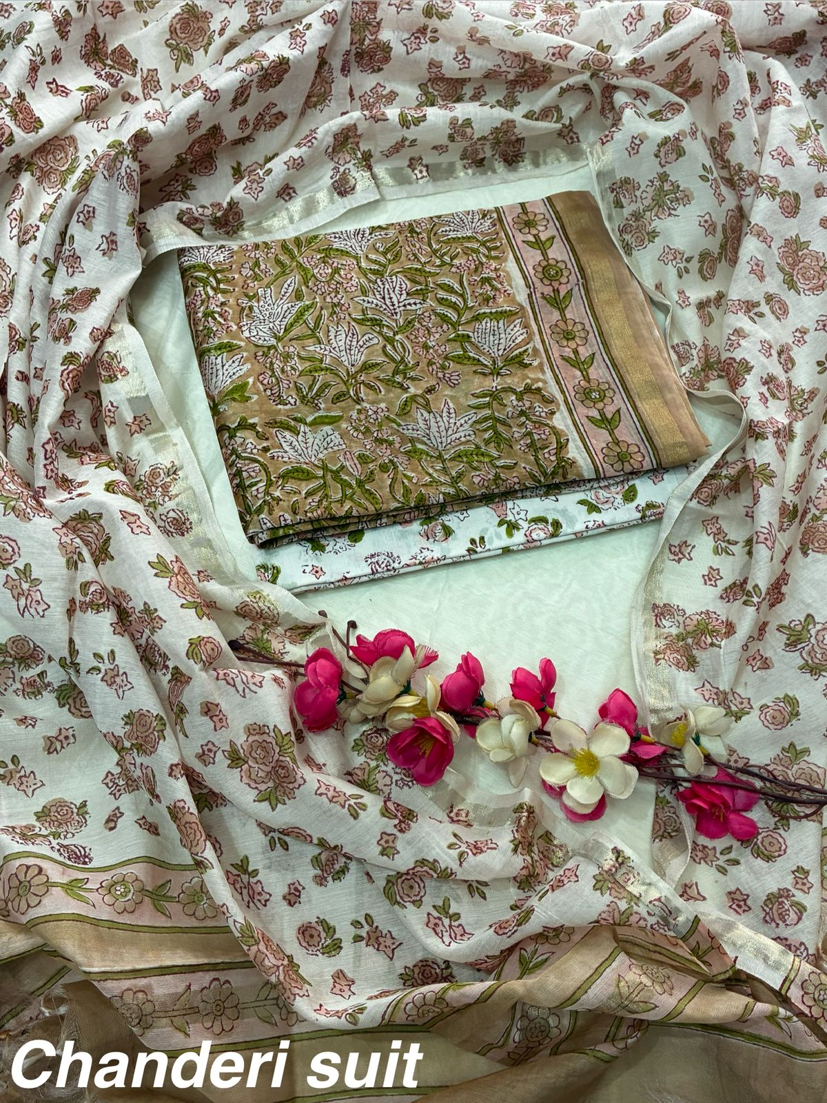 Bagru Hand Block Printed Chanderi Silk Suit Set