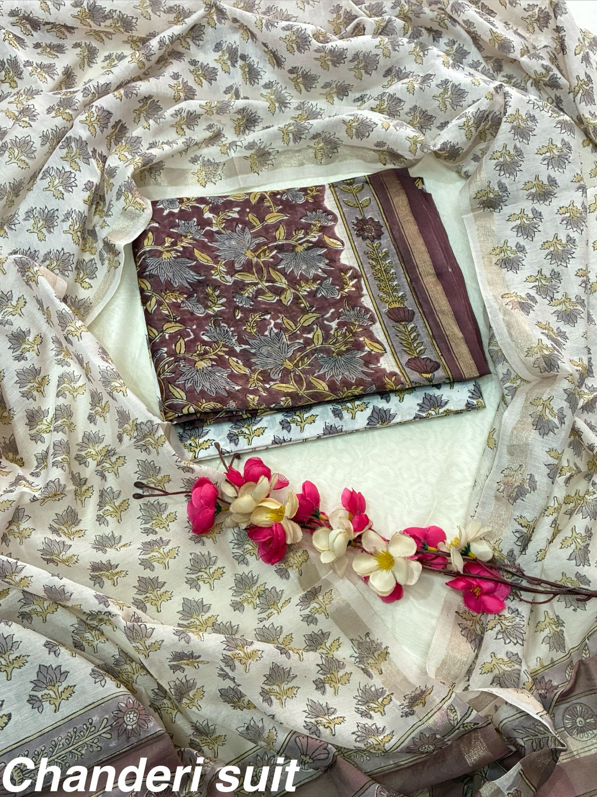 Classic Chanderi Silk Suit Dress Material with Dupatta (Copy)
