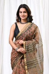 Elegant Kota Doriya Block Print Saree