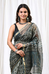 Block printed Kota Doria Saree