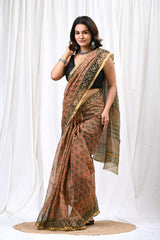 Elegant Kota Doriya Block Print Saree