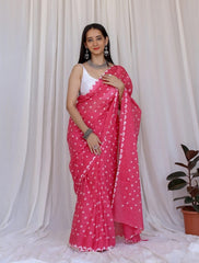 Luxury Bandhej Handcrafted Cotton Saree