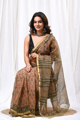 Elegant Kota Doriya Block Print Saree